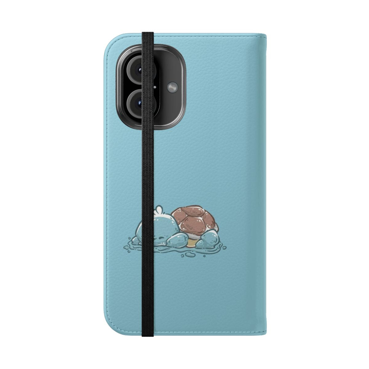 Kawaii blue turtle anime-inspired phone case - Folded Front