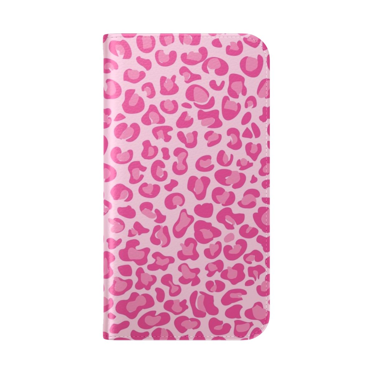 A fashionable pink leopard print flip cover phone case - Folded Back