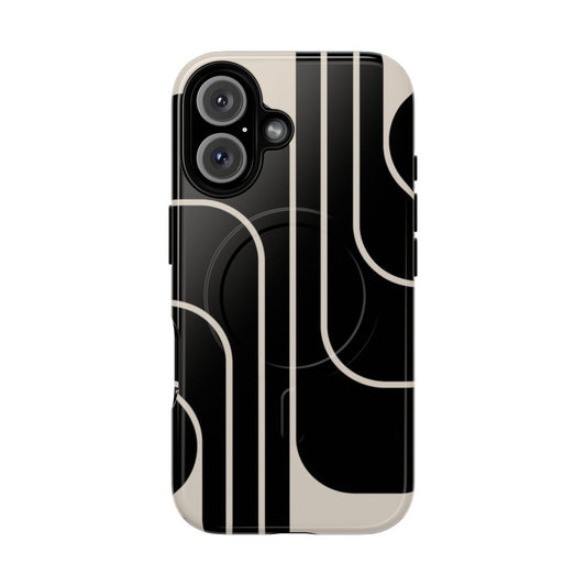 Retro geometric phone case featuring a vibrant 1960s inspired design