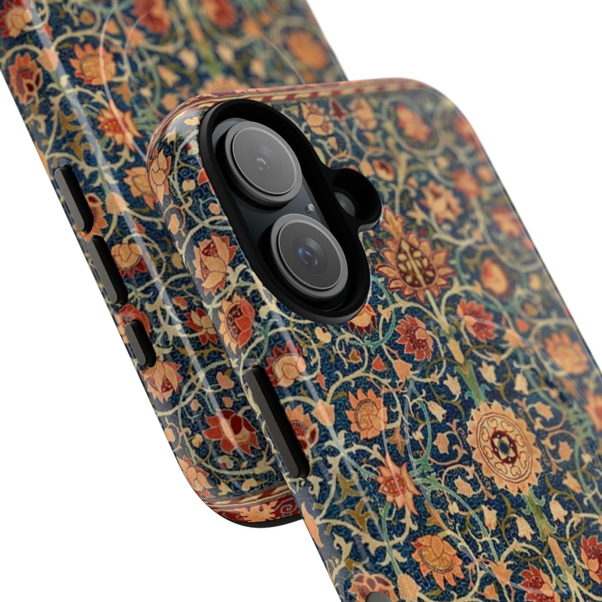 Vintage floral pattern phone case with antique rug print design inspired by William Morris - Detail