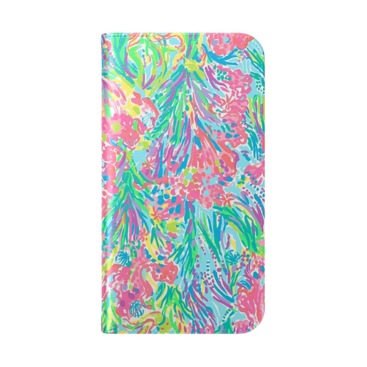 Soft rainbow-colored geometric abstract pattern on a flip cover phone case - Folded Back