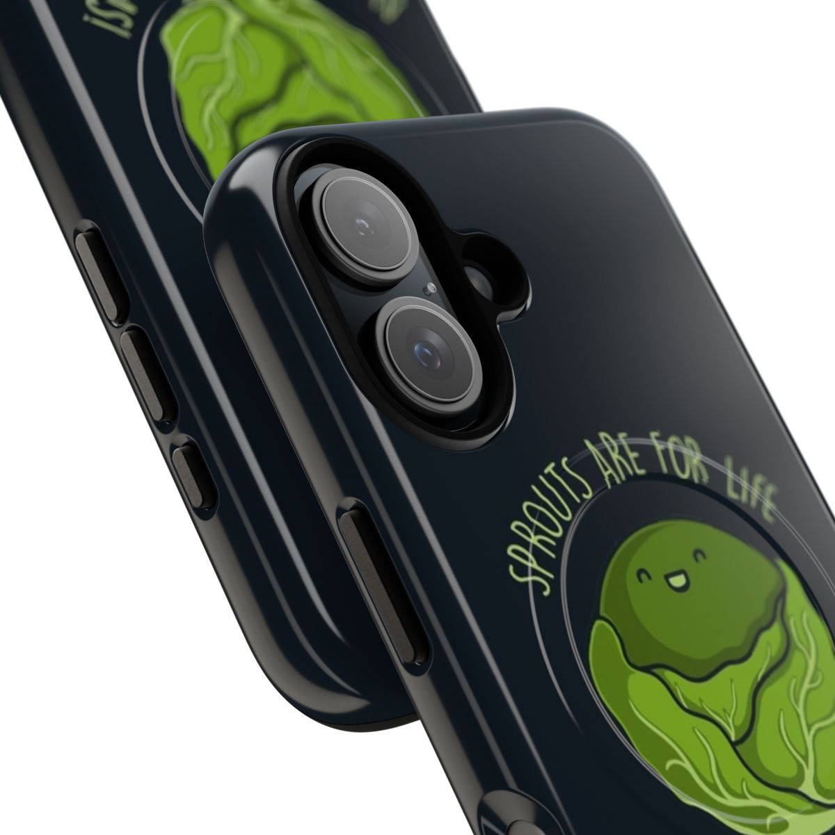 A vibrant and playful phone case featuring an illustration of fresh sprouts or brussels sprouts. - Detail