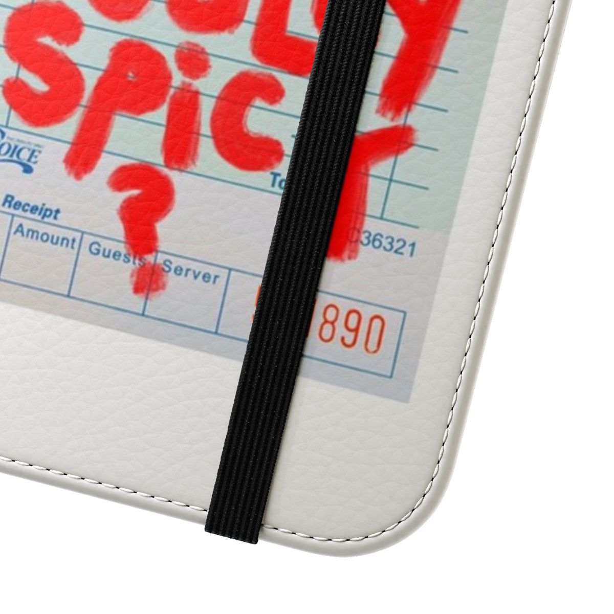 Stylish guest check pattern phone case with "is it like really spicy" design - Close Up