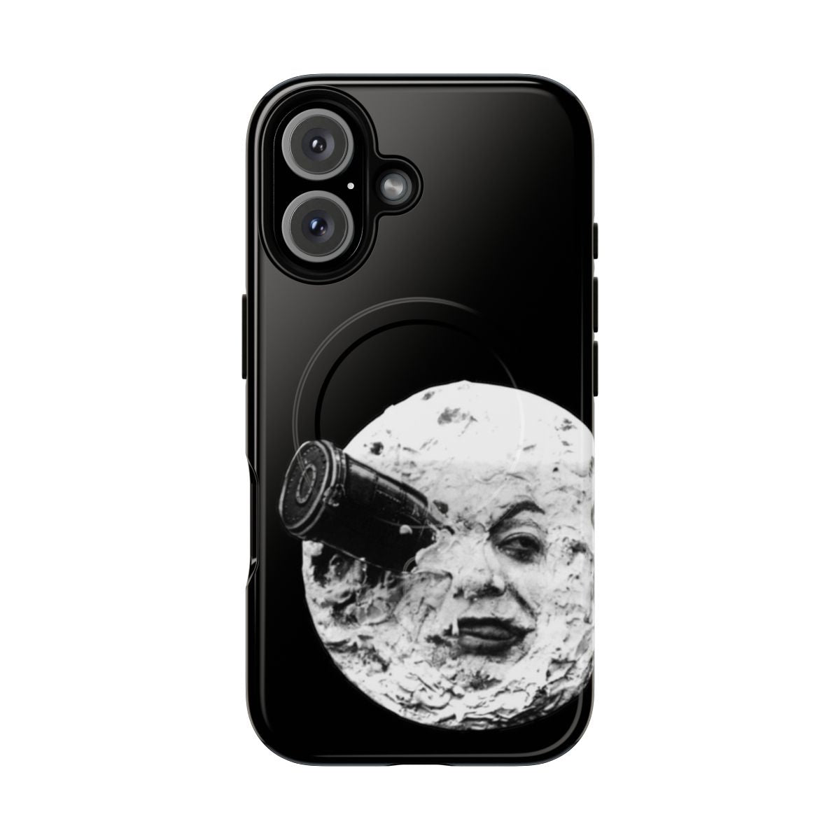 Vintage-inspired phone case featuring the classic 'A Trip to the Moon' (Le Voyage Dans La Lune) film poster art