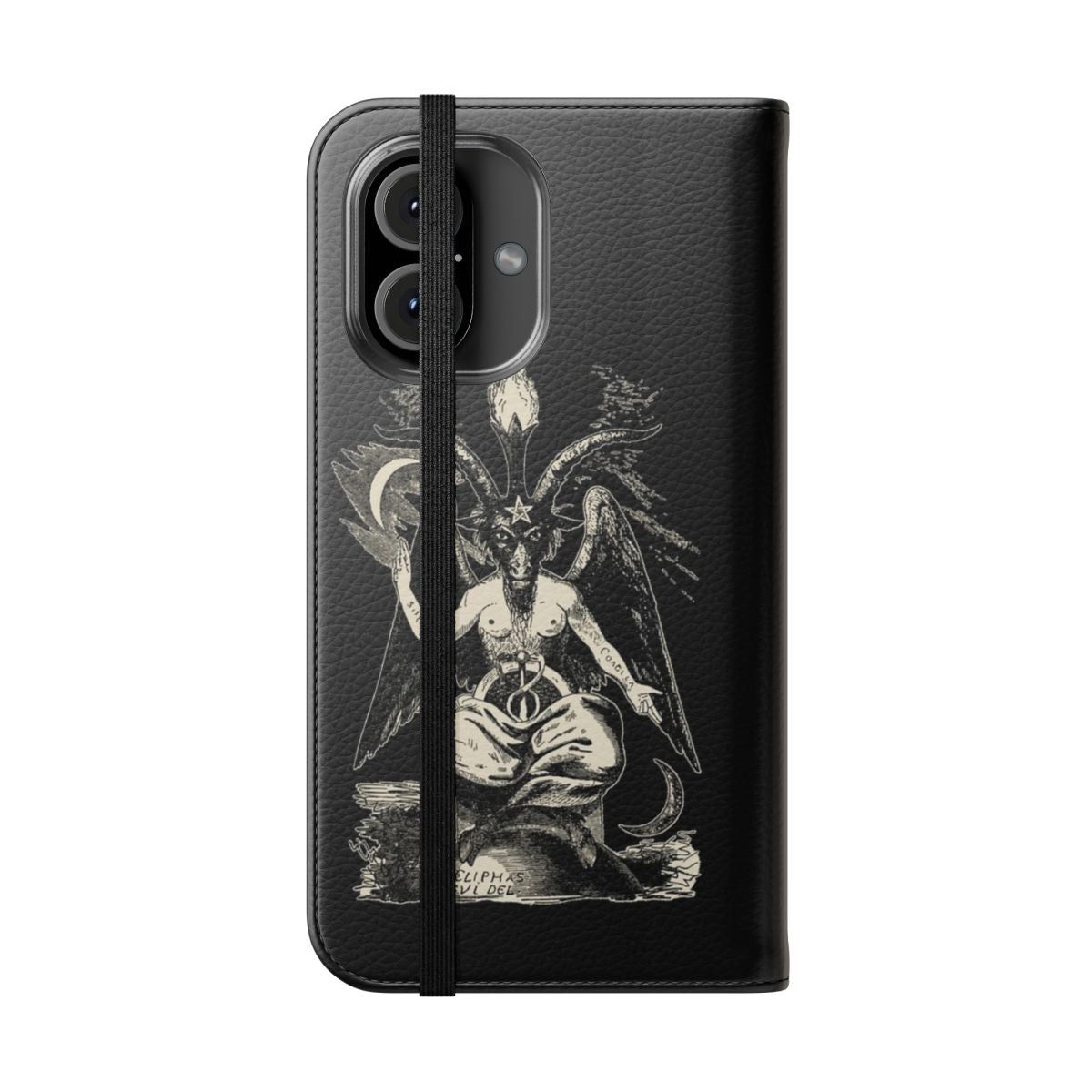 Occult Gothic Phone Case featuring a dark, demonic, and satanic design - Folded Front