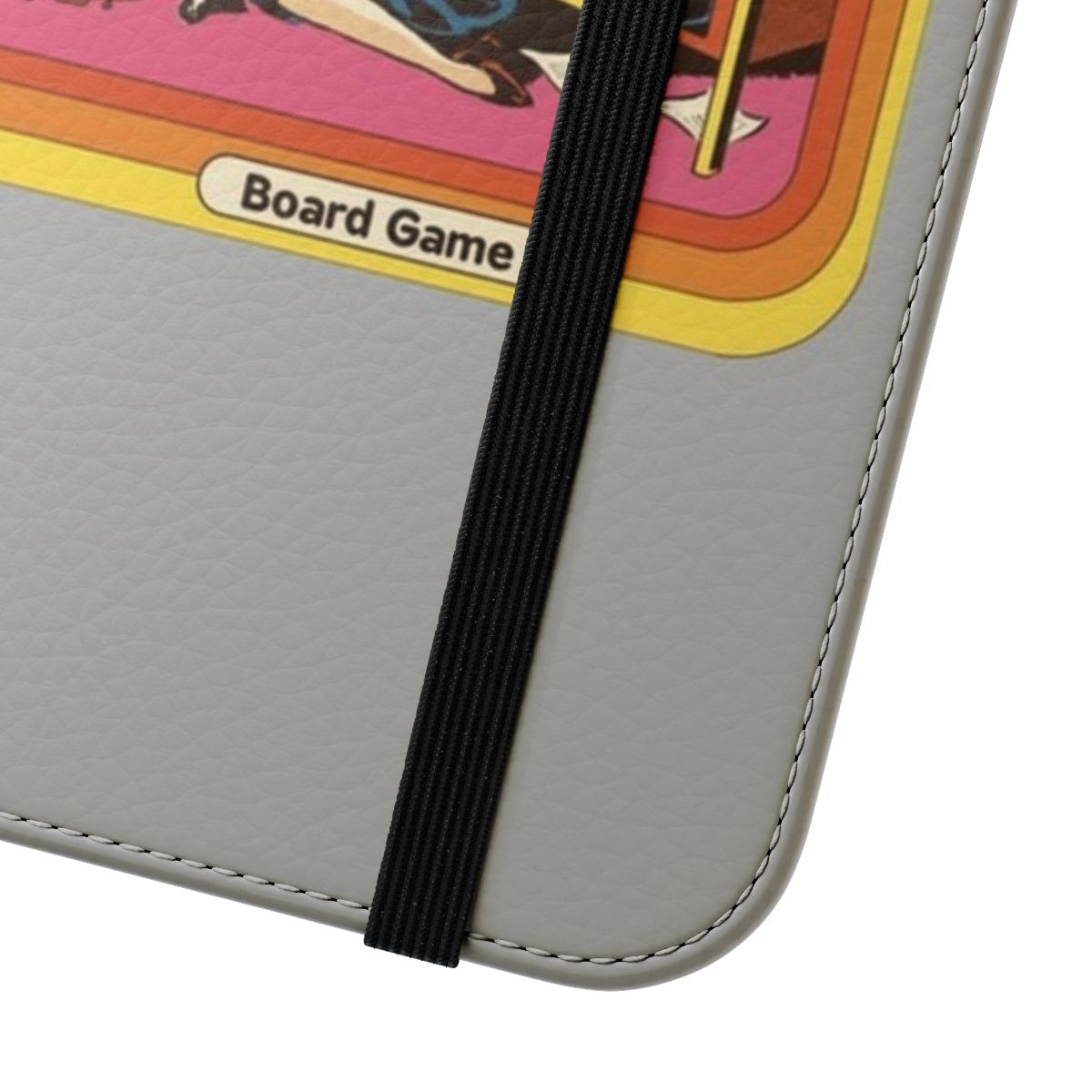 Retro-style flip cover phone case with 80s and 70s inspired design - Close Up