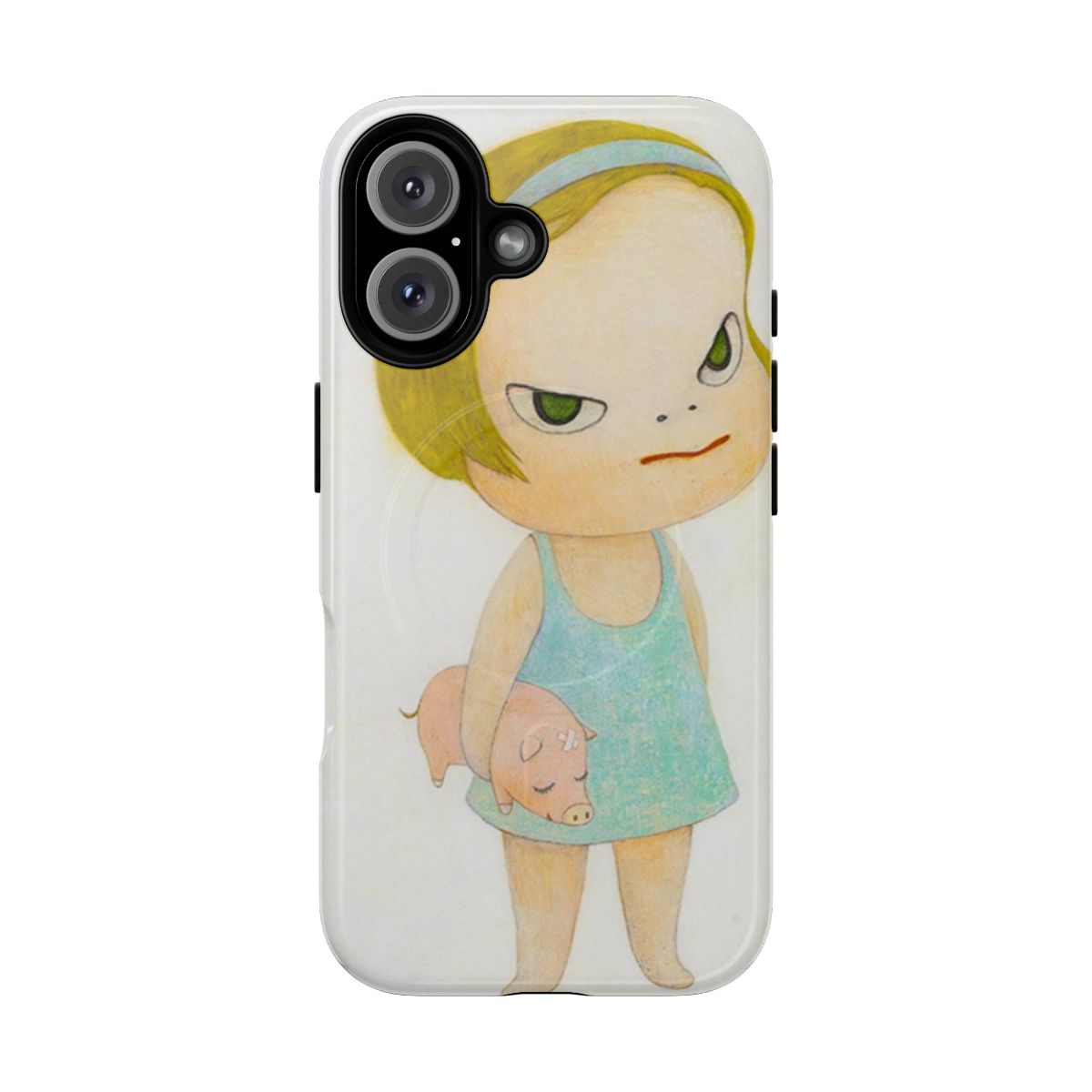 Artistic phone case with magnetic closure and tough design, featuring Yoshitomo Nara-inspired artwork.