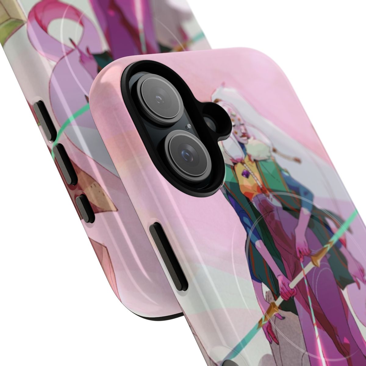 Opal-themed magnetic tough phone case with whimsical landscape design - Detail