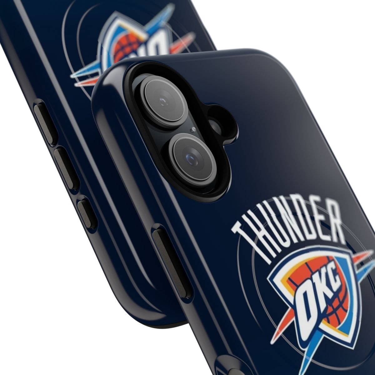 Tough, magnetic phone case featuring the Oklahoma City Thunder basketball team logo - Detail