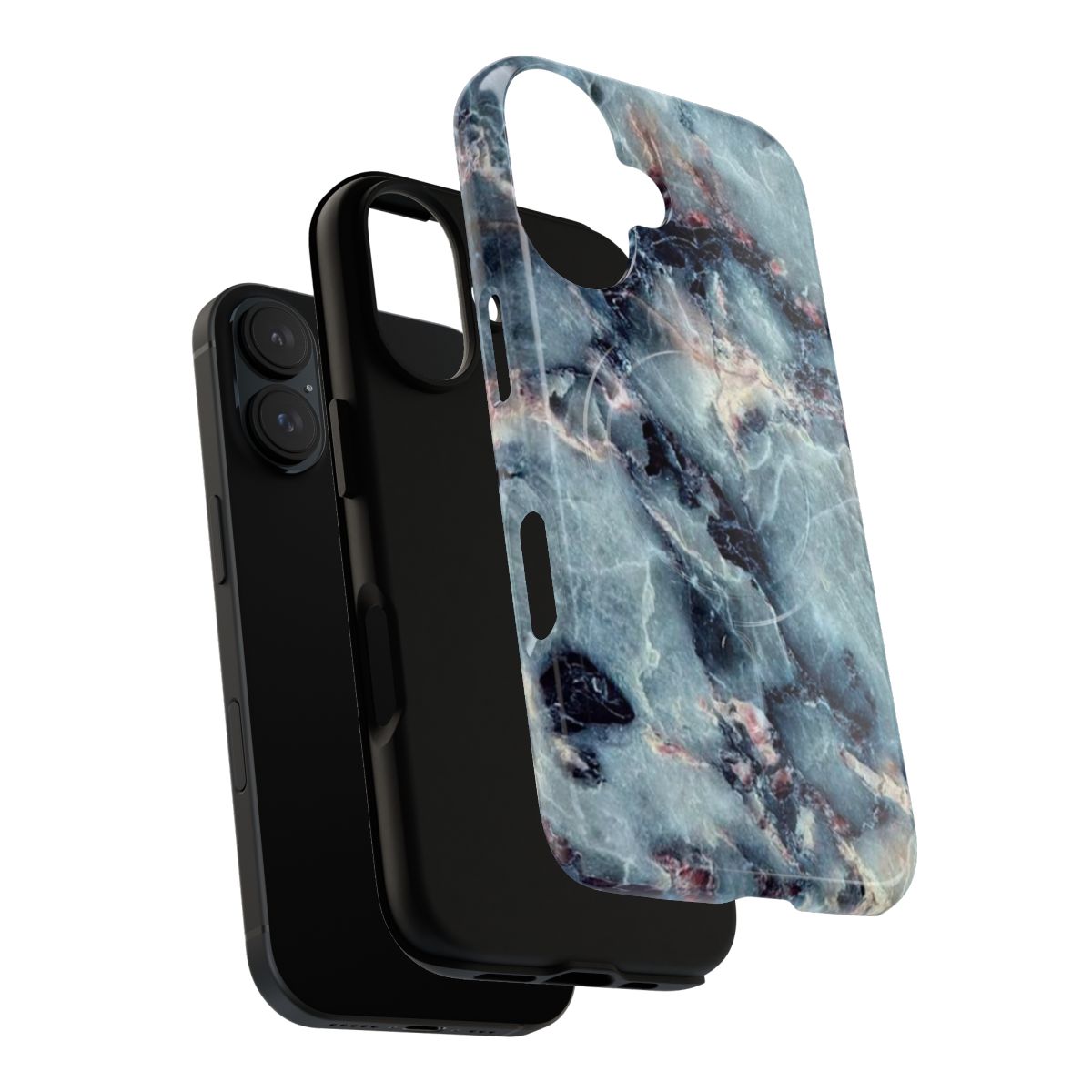 Marble stone-patterned magnetic tough phone case - Layers