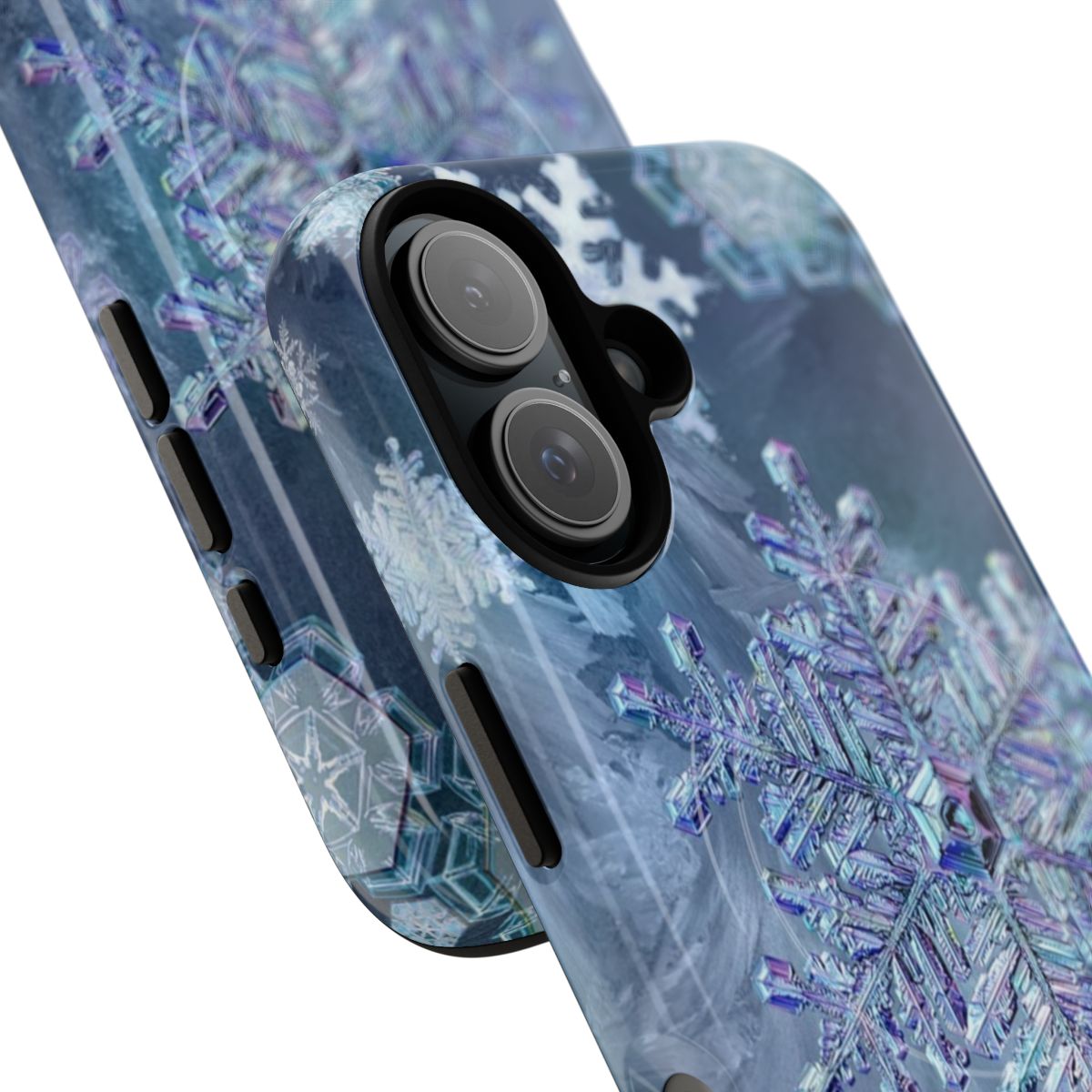 Magnetic tough phone case with detailed frozen snowflake pattern - Detail