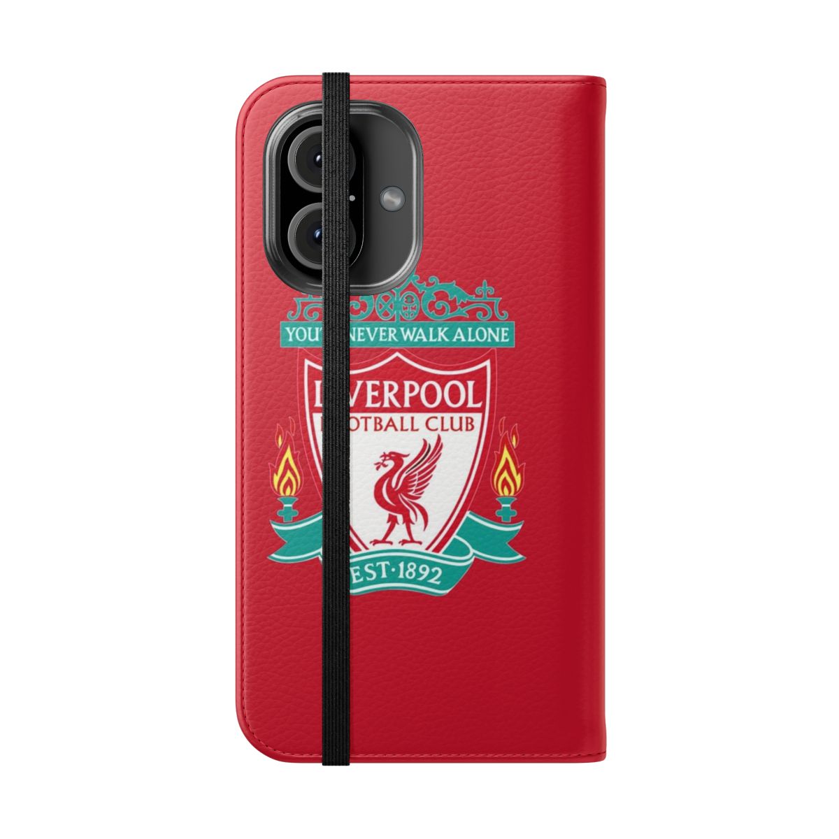 Liverpool FC inspired phone case featuring the club's logo and popular players - Folded Front