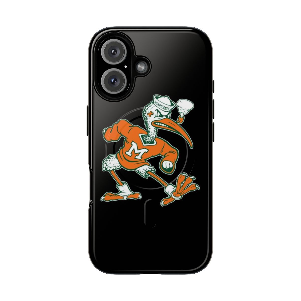 Vintage-style phone case featuring the Sebastian Ibis mascot of the University of Miami Hurricanes sports teams.