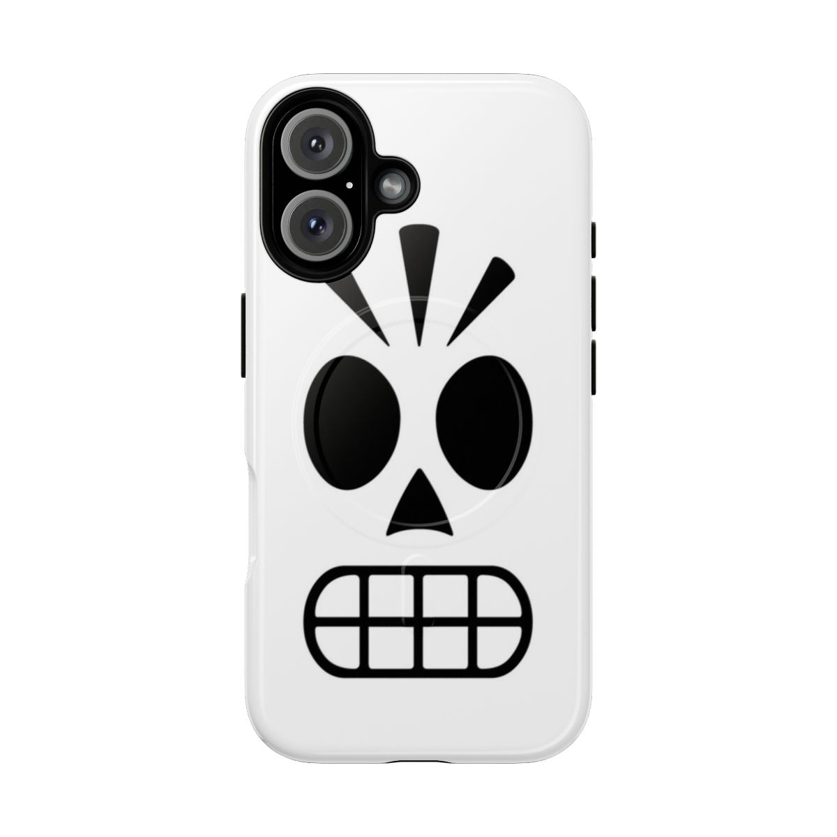 Retro-style iPhone case featuring the character Manny Calavera from the classic video game Grim Fandango