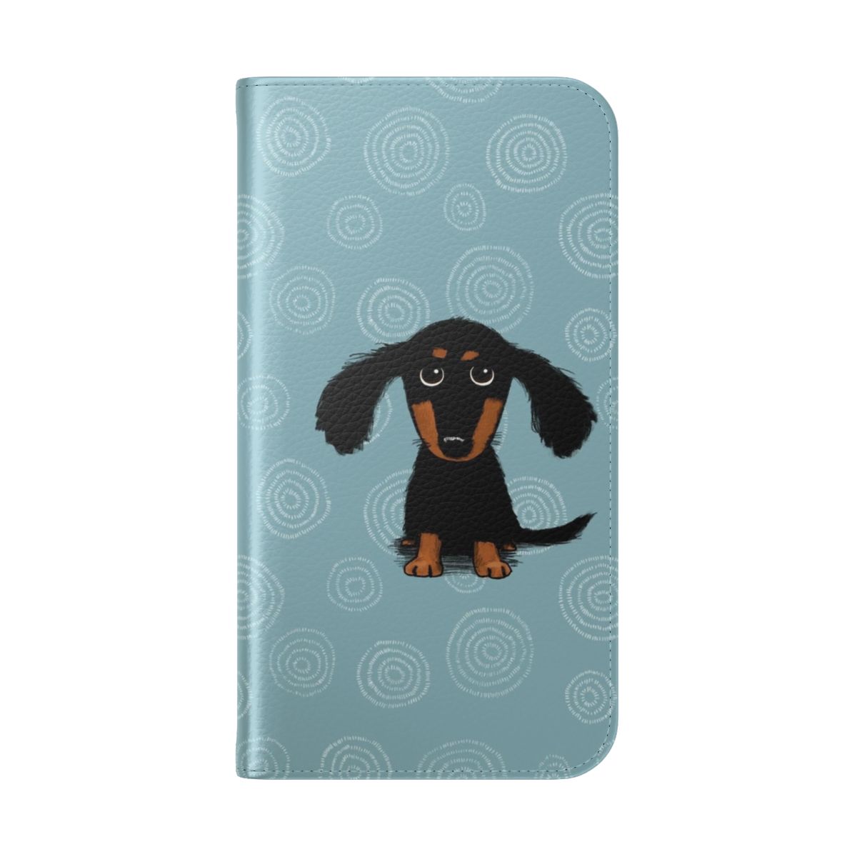 Cute black and tan dachshund puppy dog on a flip cover phone case - Folded Back