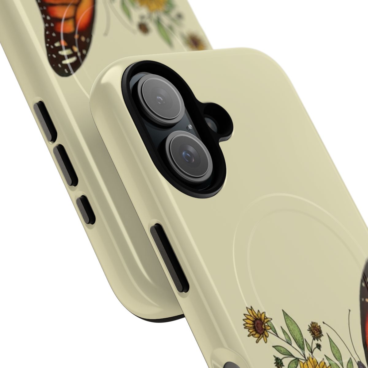 Stylish butterfly-patterned magnetic phone case with a tough protective design - Detail