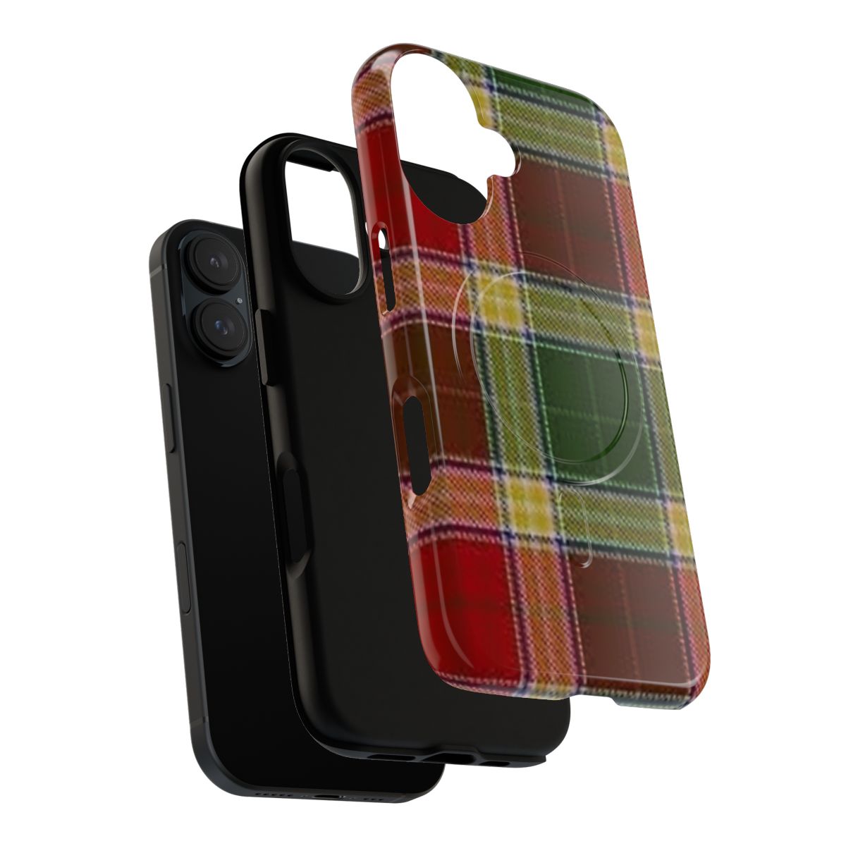 Tartan pattern phone case with magnetic closure - Layers