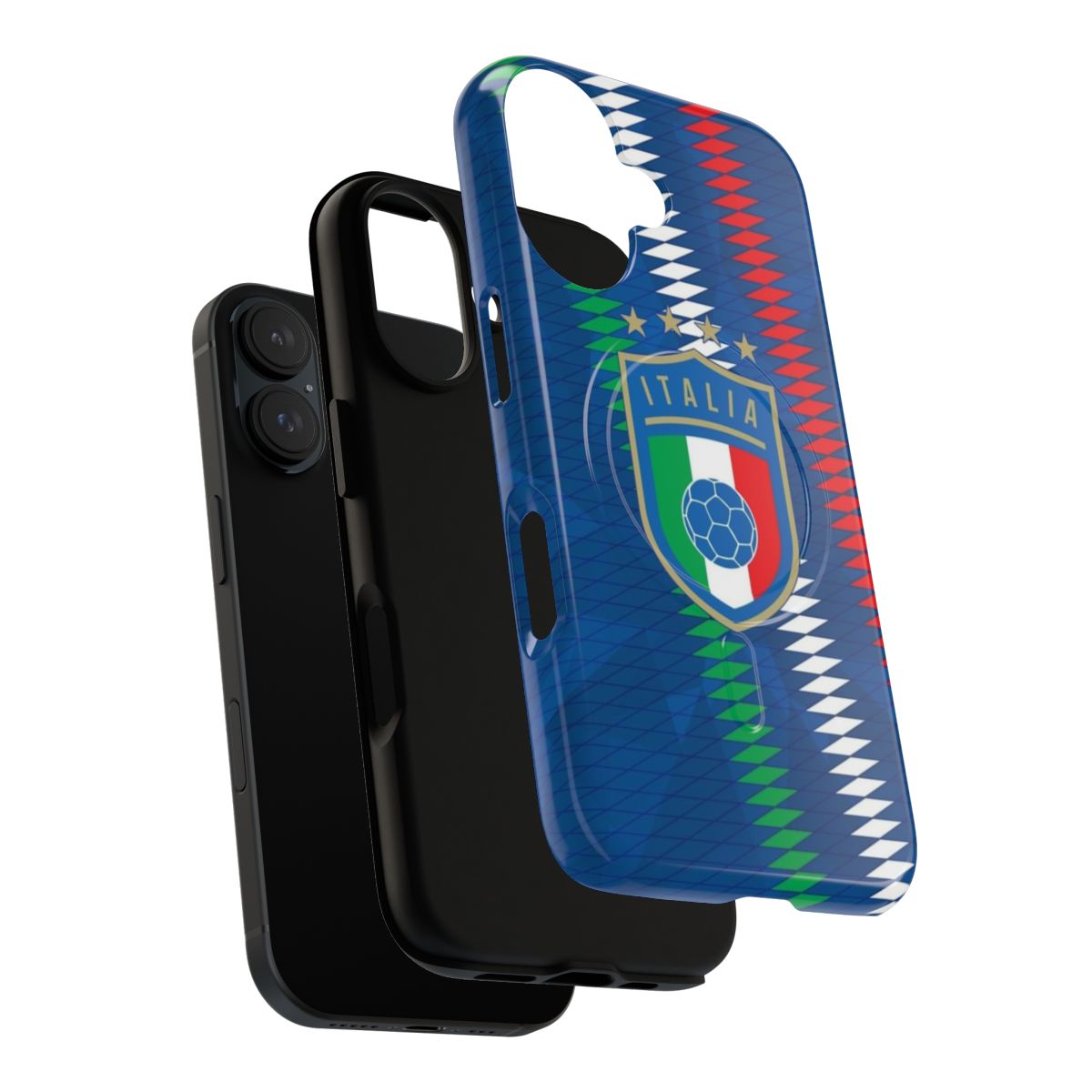 Magnetic tough phone case in Italy/Italia colors and designs for football/soccer fans - Layers