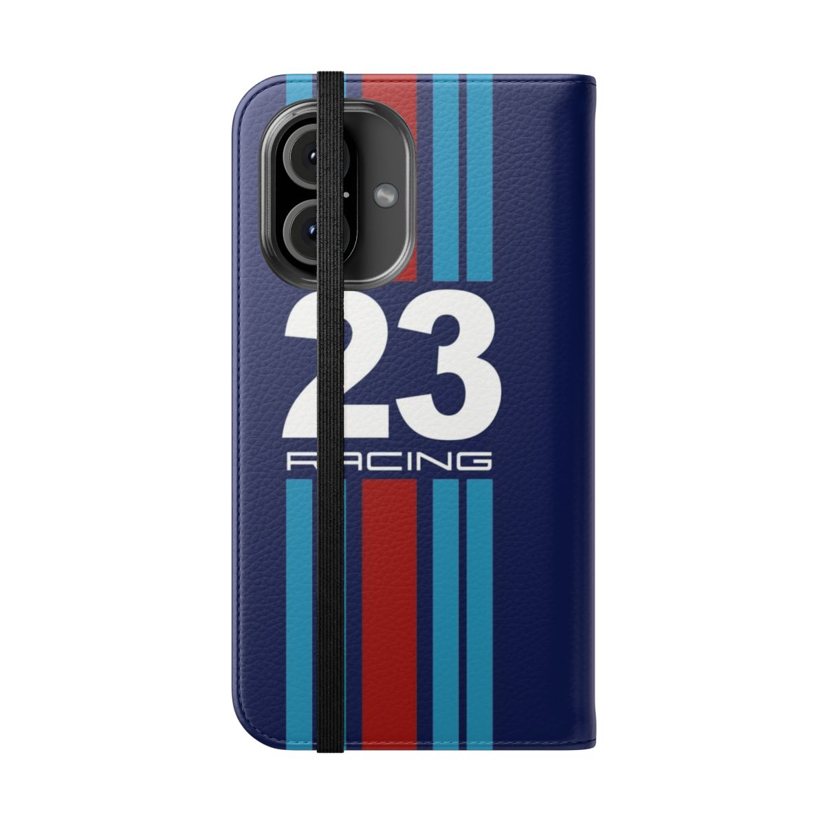 Retro racing colors phone case with classic car inspired design - Folded Front