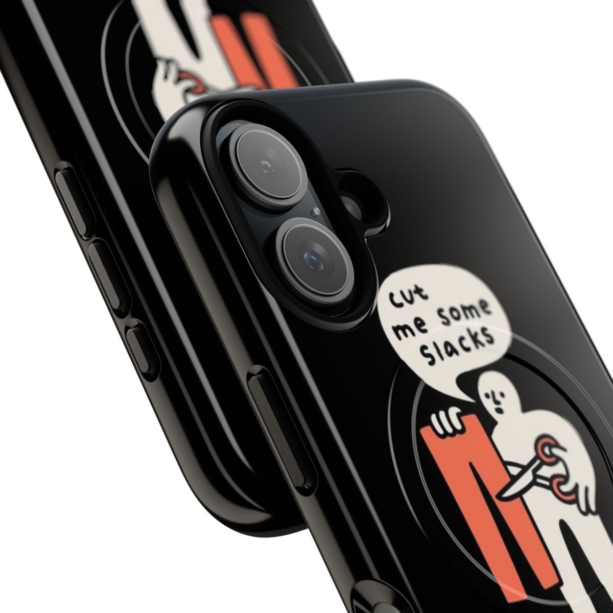 Funny phone case with a doodle design and "Cut Me Some Slacks" pun - Detail