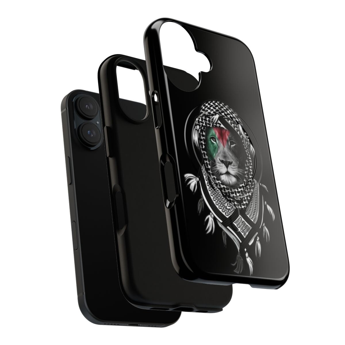 Magnetic phone case featuring a Palestinian lion and flag design - Layers