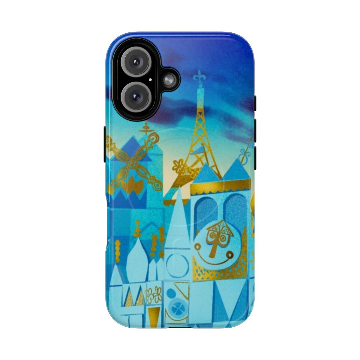 Geometric phone case inspired by the "It's a Small World" attraction at Disney theme parks.