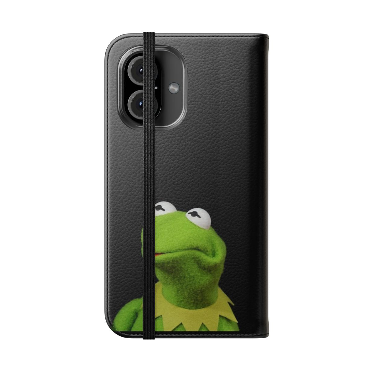 Cute Kermit the Frog themed flip cover phone case - Folded Front