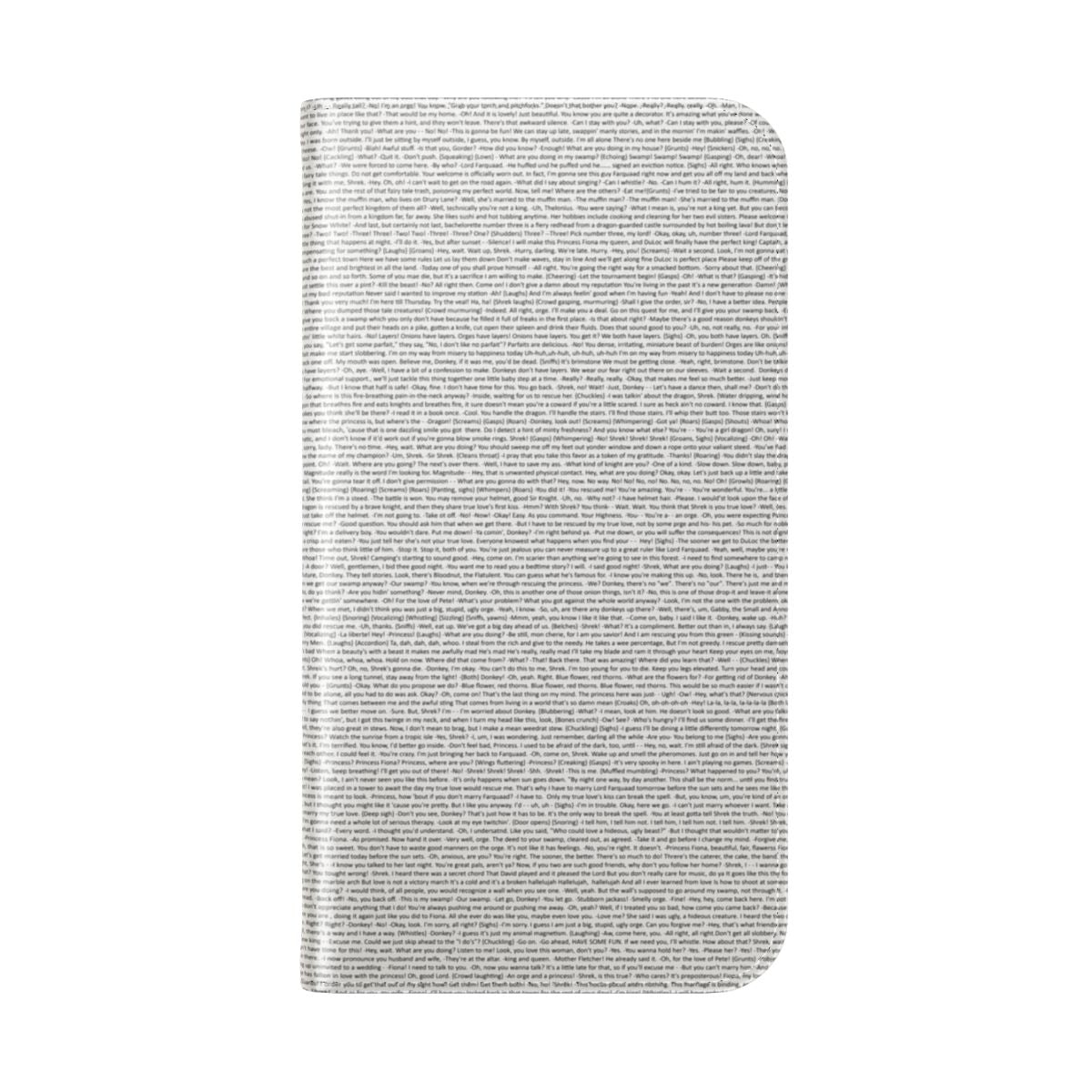 Flip phone case with the entire Shrek script printed on it - Folded Back