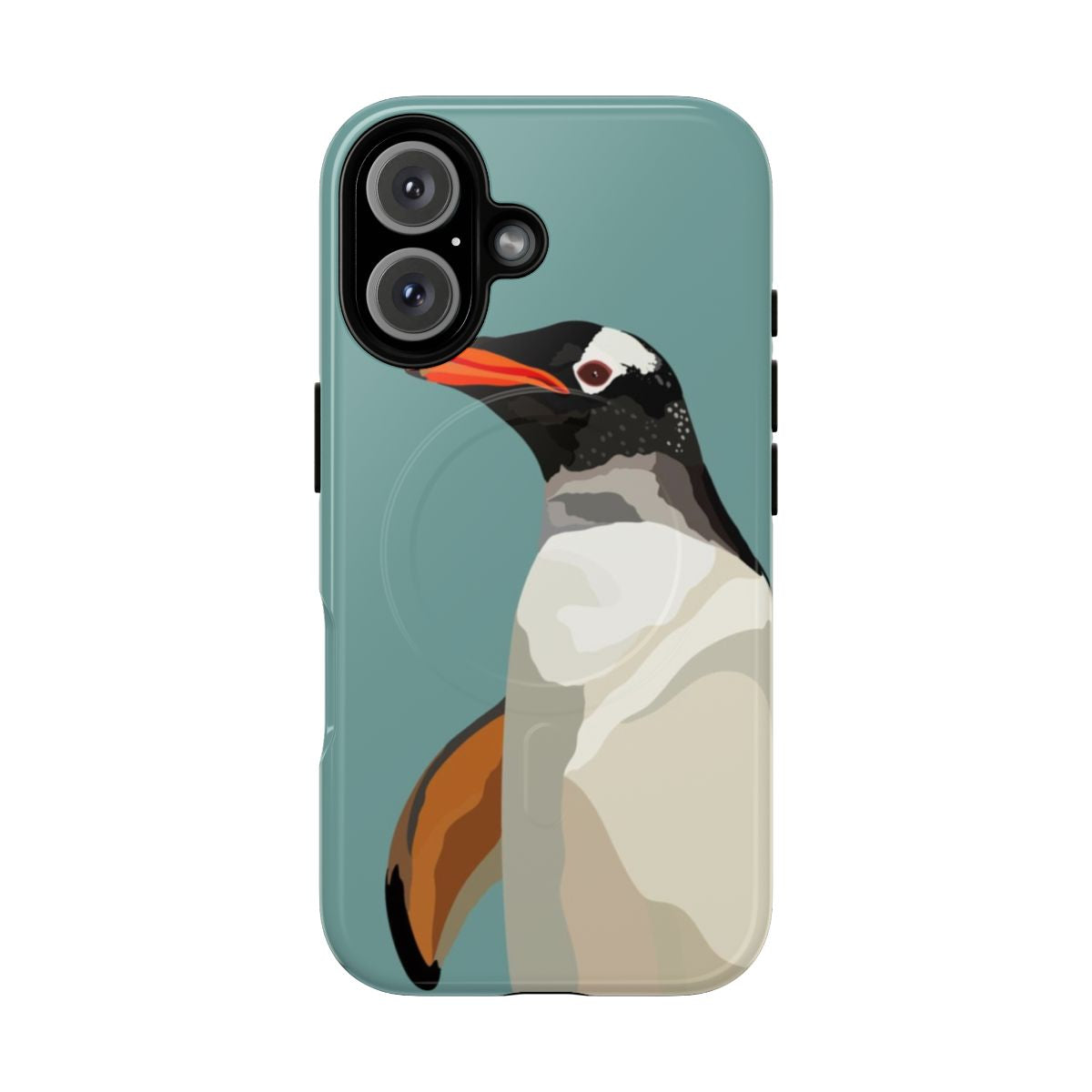 Magnetic tough phone case featuring a vibrant illustration of a Gentoo penguin, a unique Antarctic bird species.