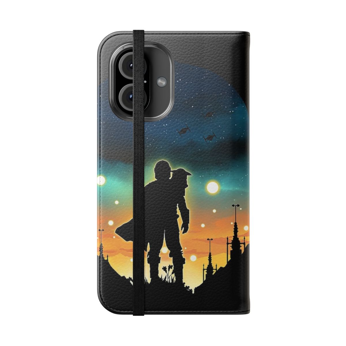 Flip phone case with a Star Wars-themed design - Folded Front