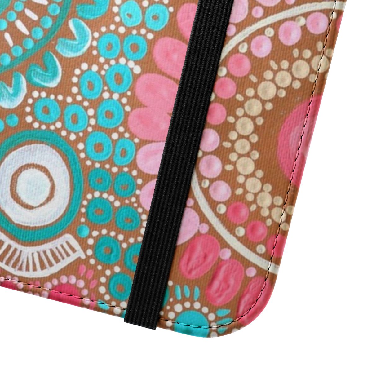 Flip phone case with colorful aboriginal or indigenous art pattern - Close Up