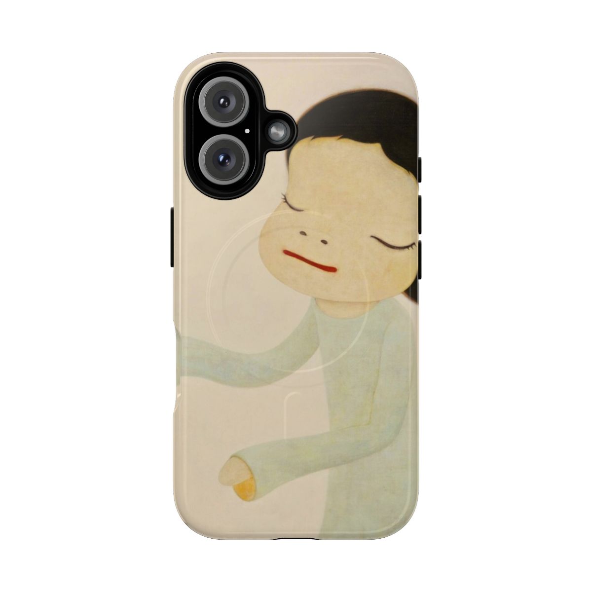 Artistic phone case featuring colorful Japanese pop art design by Nara Yoshitomo