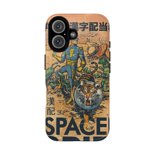 Spiffy Spaceman-themed magnetic phone case with a retro sci-fi design