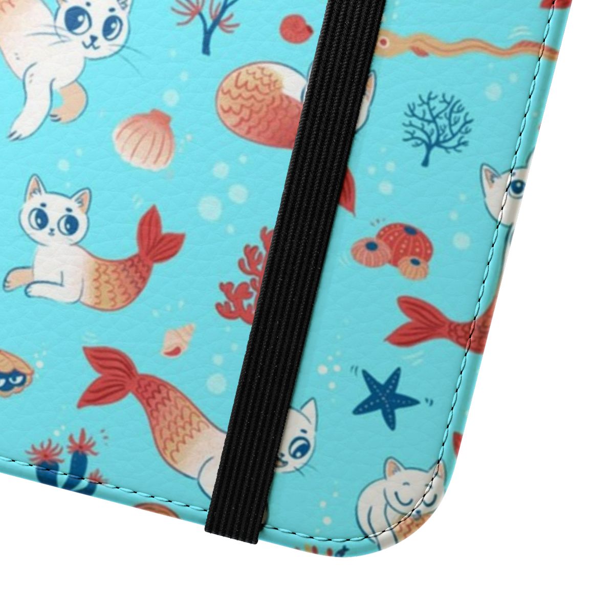 Purrmaids phone case with mermaid and cat design - Close Up