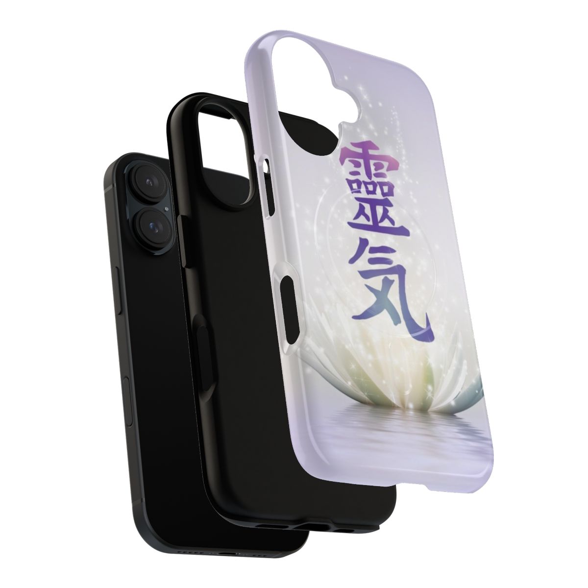 Reiki symbols and white lotus design on a durable magnetic phone case - Layers