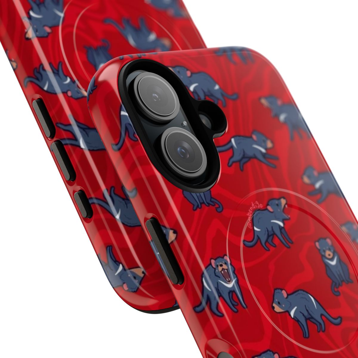 Colorful Tasmanian Devil print on a tough, magnetic phone case - Detail