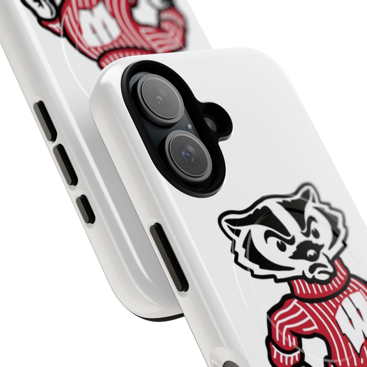 University of Wisconsin Bucky Red Badger Logo Magnetic Tough Phone Case - Detail