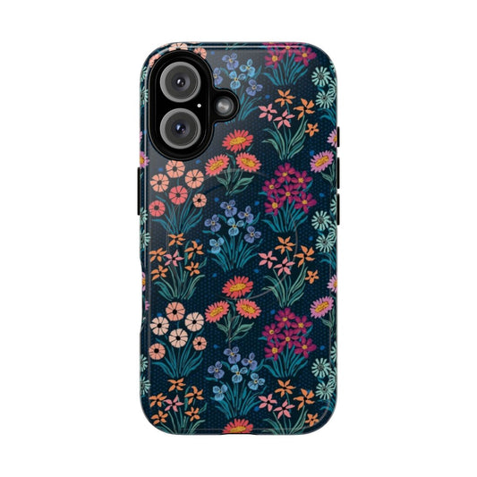 Colorful floral pattern phone case with magnetic tough design