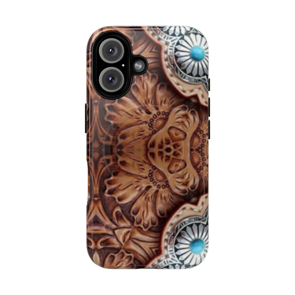 Rustic turquoise and brown cowboy tribal country phone case design