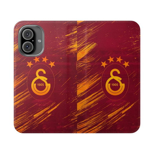 Colorful flip cover phone case with Galatasaray team design