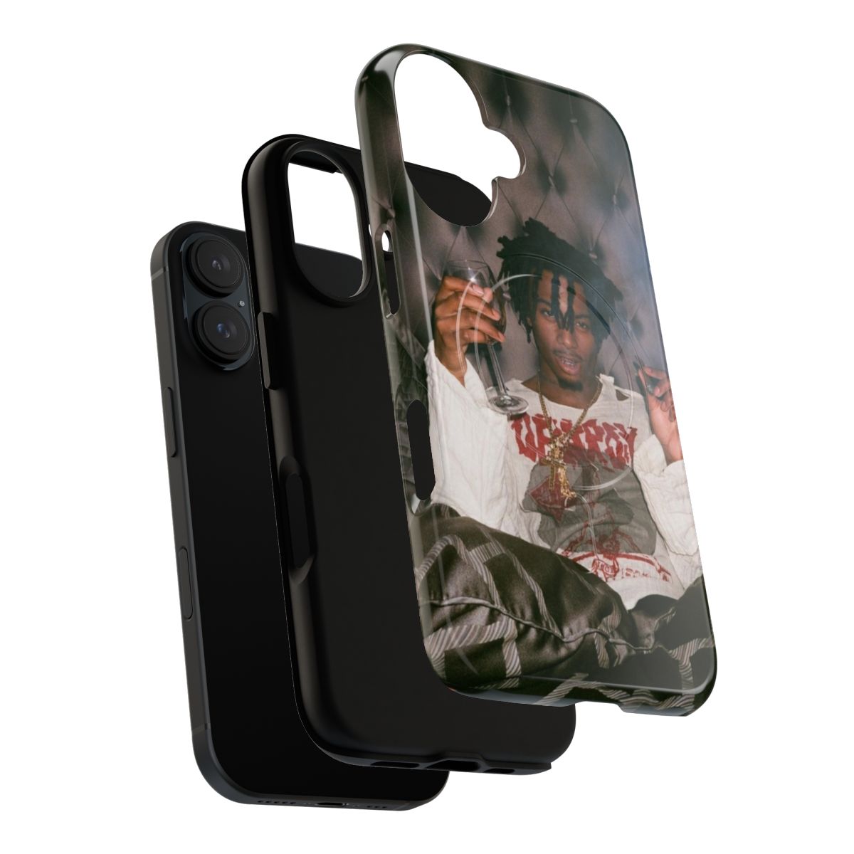 Image of a magnetic tough phone case featuring Playboi Carti, a popular rapper - Layers