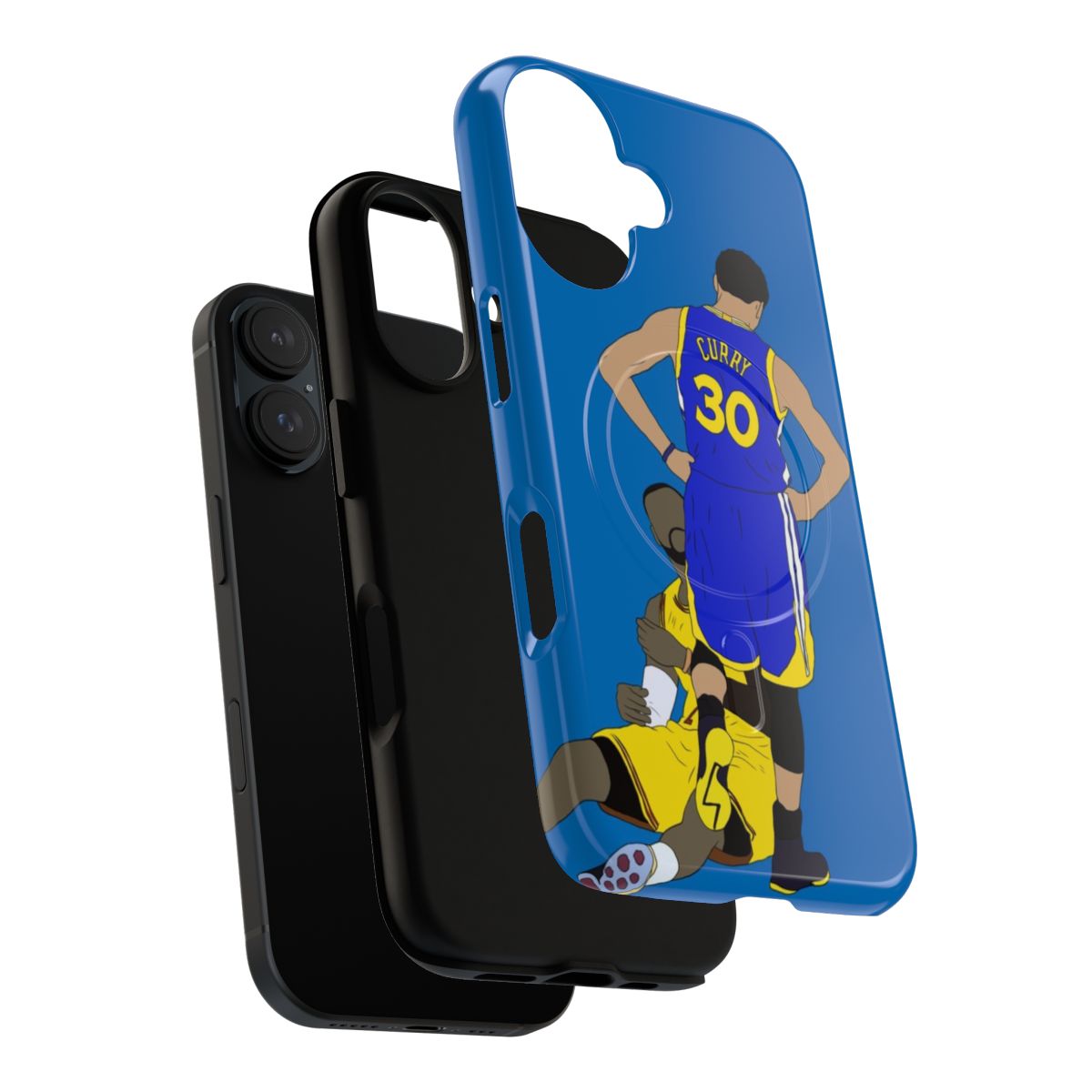 Magnetic tough iPhone case with artwork of Stephen Curry standing over LeBron James - Layers