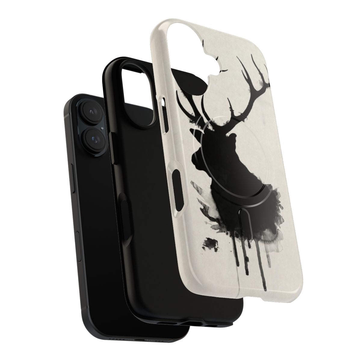 Watercolor elk design on a tough, magnetic phone case - Layers