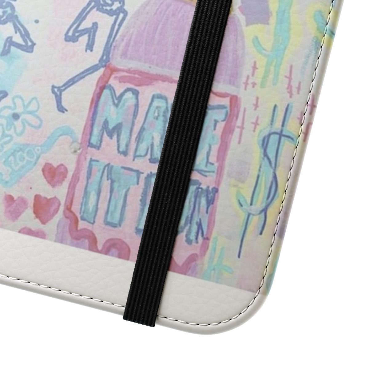 Preppy collage-style flip cover phone case with a fun, colorful "Make it Fun" design - Close Up