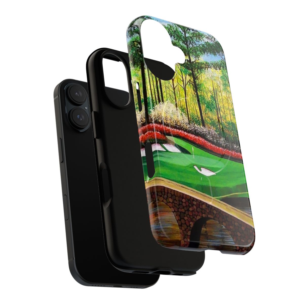 Vibrant image of the 12th hole at Augusta National Golf Course featured on a magnetic and tough phone case - Layers