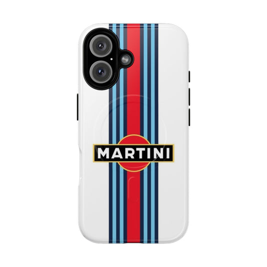 Retro racing stripe magnetic tough phone case for sports cars and motorsport enthusiasts