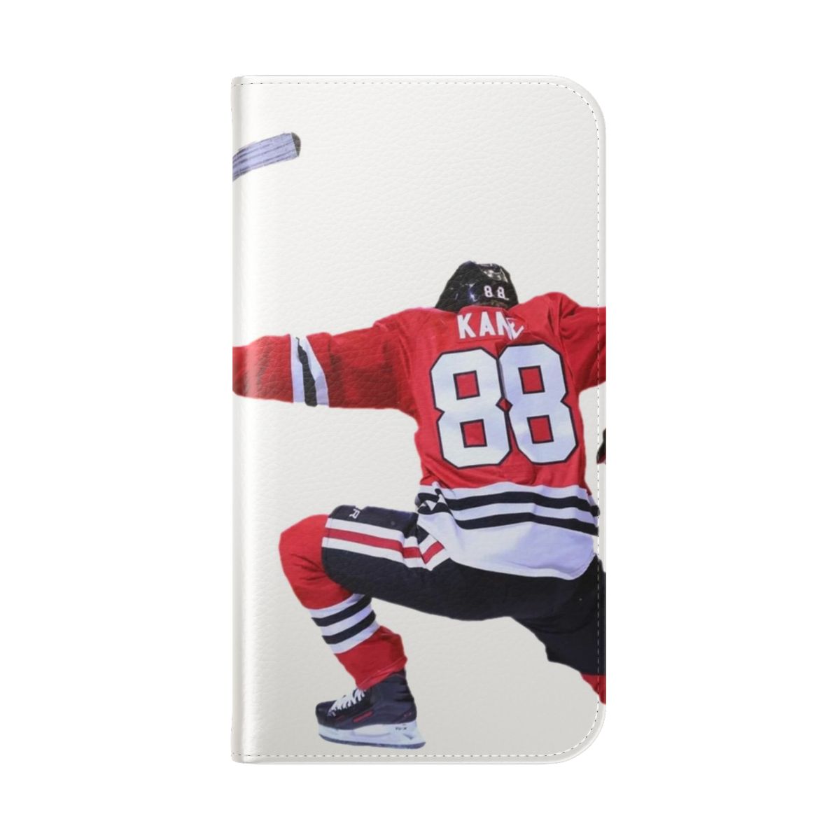 A sleek and durable phone case featuring a Patrick Kane-inspired design for hockey fans. - Folded Back