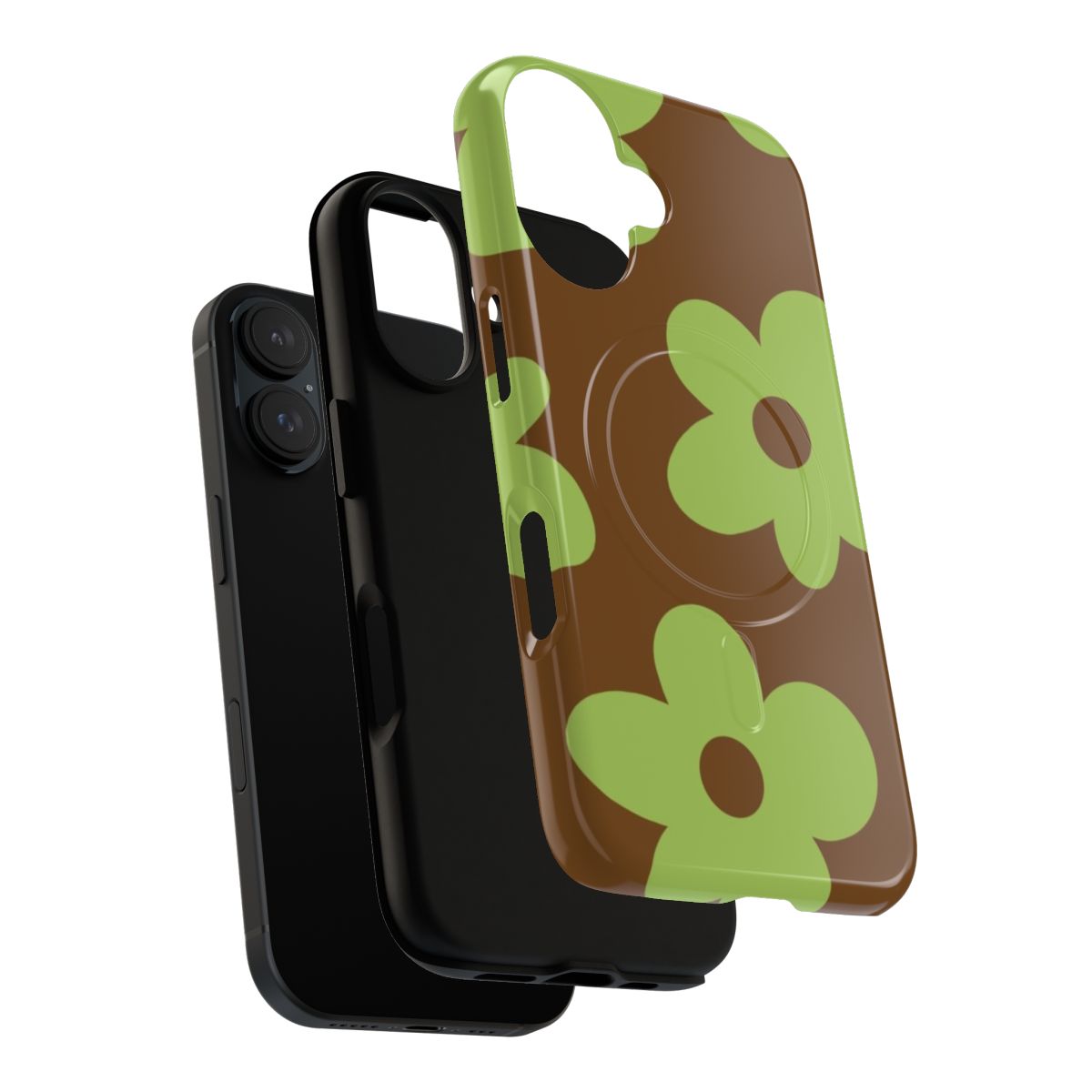 A brown and green phone case with a floral design, inspired by Tyler the Creator's Golf le Fleur brand. - Layers