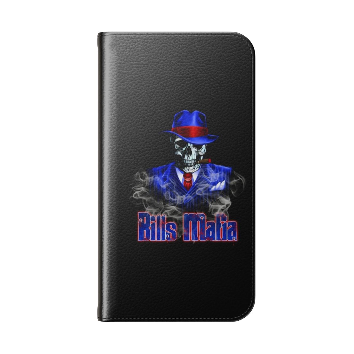 Buffalo Bills-inspired flip phone case with a skeleton design - Folded Back