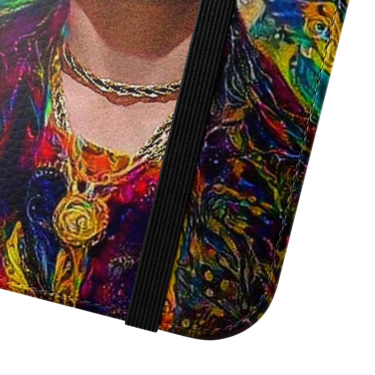 Vibrant phone case cover with Frida Kahlo inspired Mexican portrait artwork - Close Up